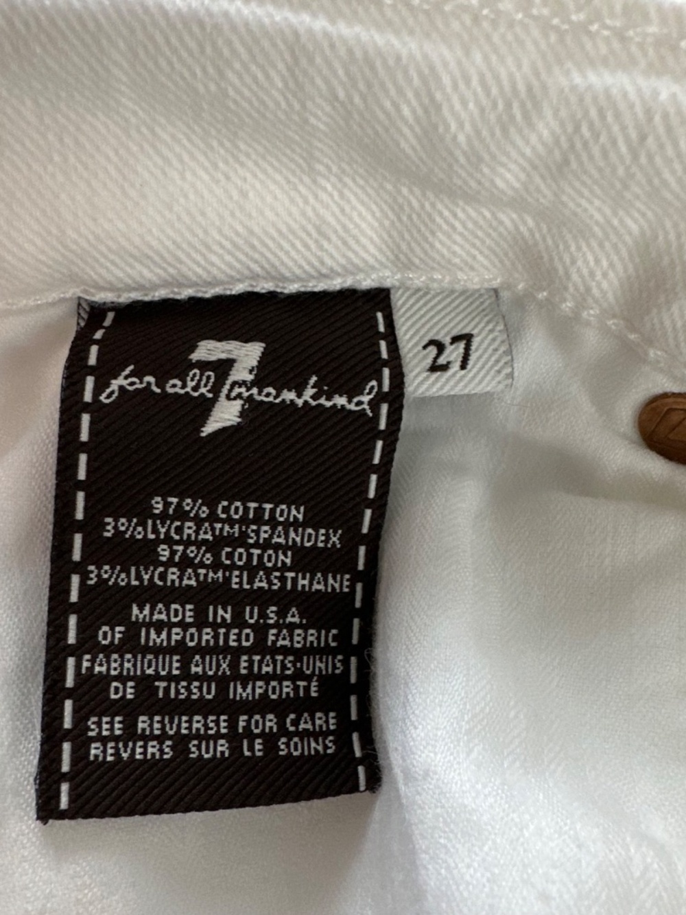 7 For All Mankind Sz 27 White Denim Low-Rise Skinny Jeans Y2K Rhinestone Pockets - Picture 4 of 11